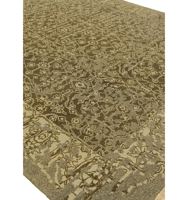 Wool Oriental Area Rug in Brown, Rectangle 2' x 3'