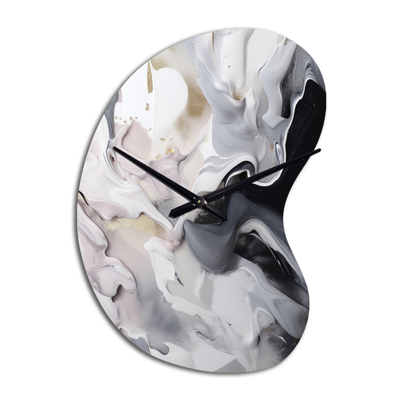 Horloge murale blanche en marbre blanc et gris captivant II, Grand