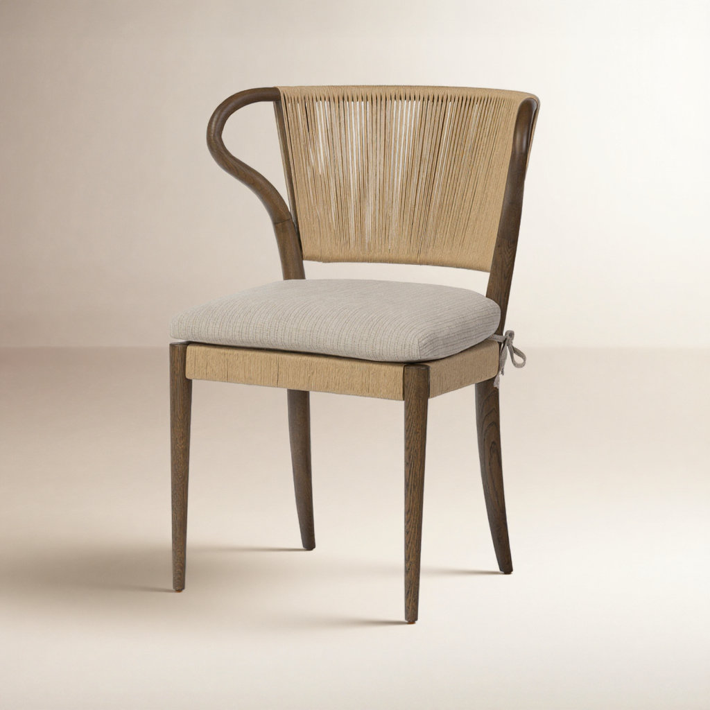 Amira Armless Dining Chair, Brown/Laine Natural
