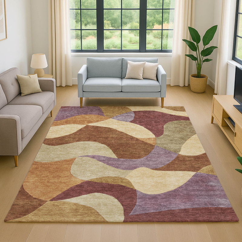 Premium Machine Washable Mayfield AMF2141 abstract Rug, Paprika, 10' x 14'
