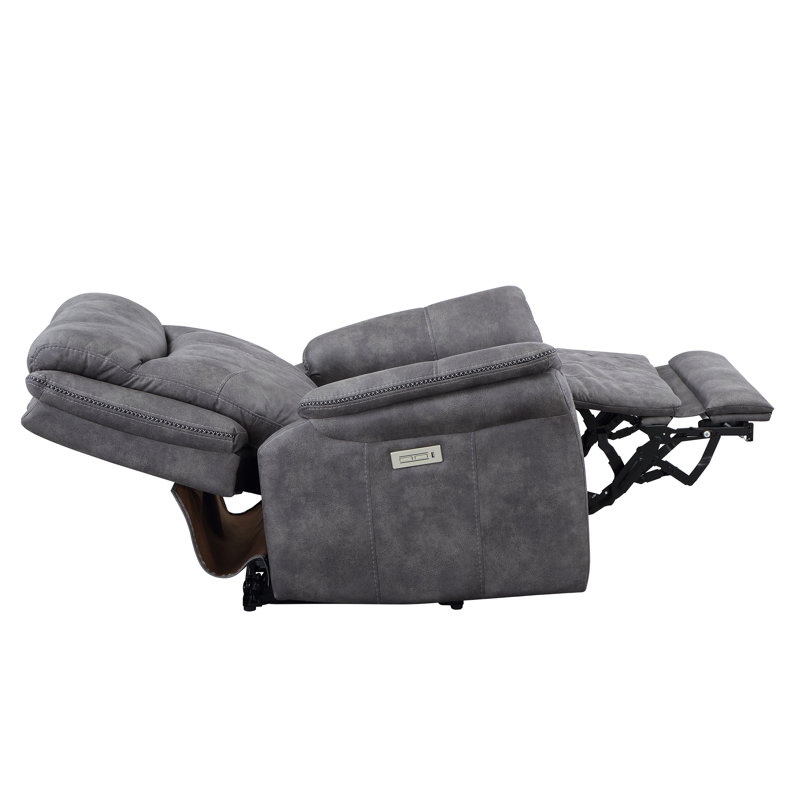 Wajieh Morrison Power Recliner Stone, Gray Faux Leather
