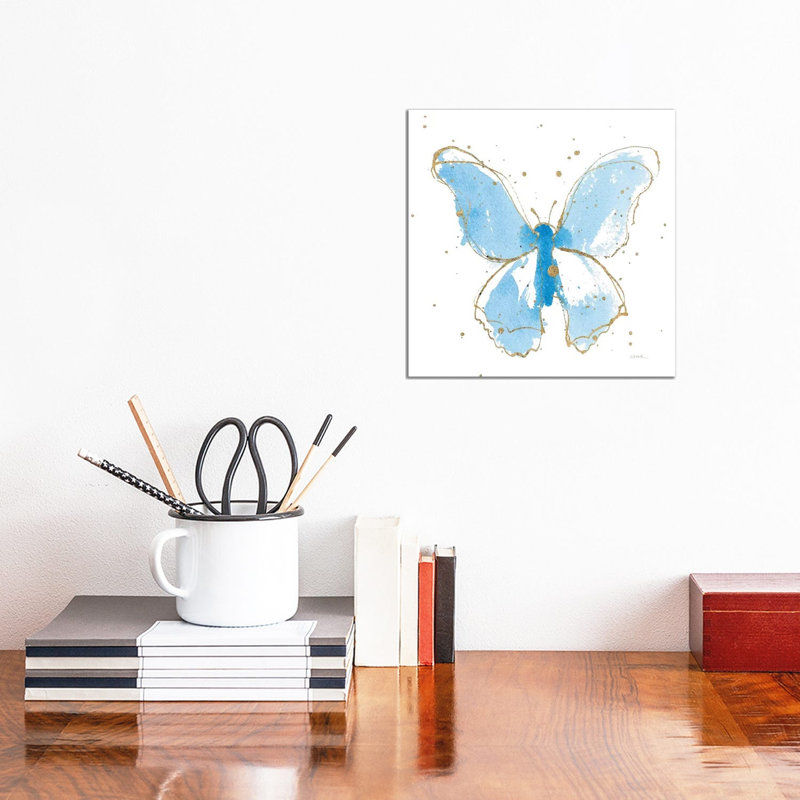 Gilded Butterflies II by Shirley Novak - Wrapped Canvas Painting, 30.48 cm H x 30.48 cm W
