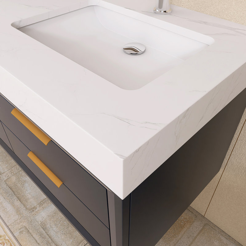 Meuble-lavabo double 60 po avec comptoir en marbre 60 po, Bleu
