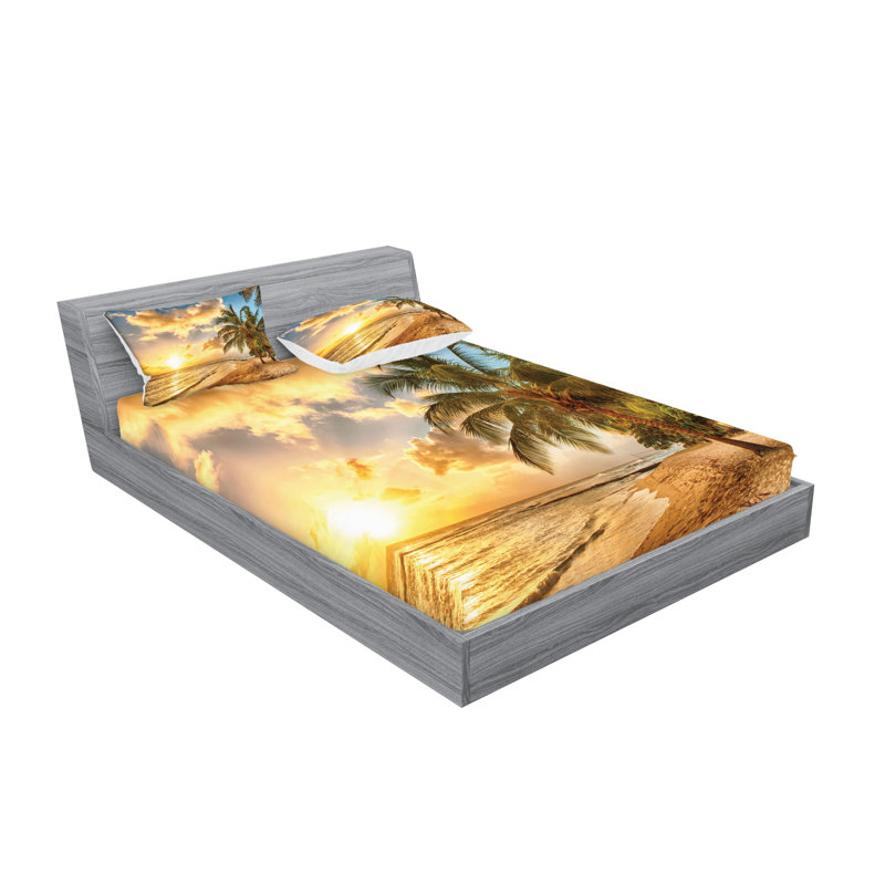 Drap-housse et coussin décoratif Ambesonne, Ensemble de draps pour très grand lit californien
