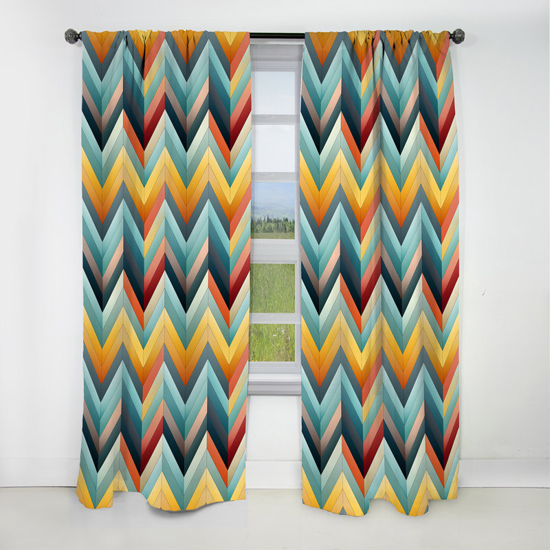 Motif à chevrons multicolores Urban Geometric II - Rideau à chevrons - Rideau occultant - 1 panneau, L 52 po x L 95 po