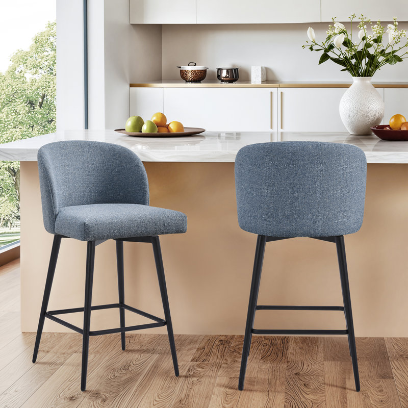Tabouret de bar et de bar Benedit, Tabouret de comptoir (siège d'une hauteur de 27 p, Gris bleu, 2