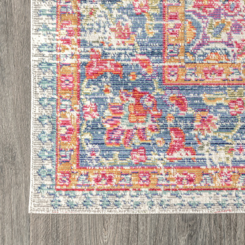 Stites Medallion Fuchsia/Mustard/Indigo Rug, Runner 2'2" x 8'