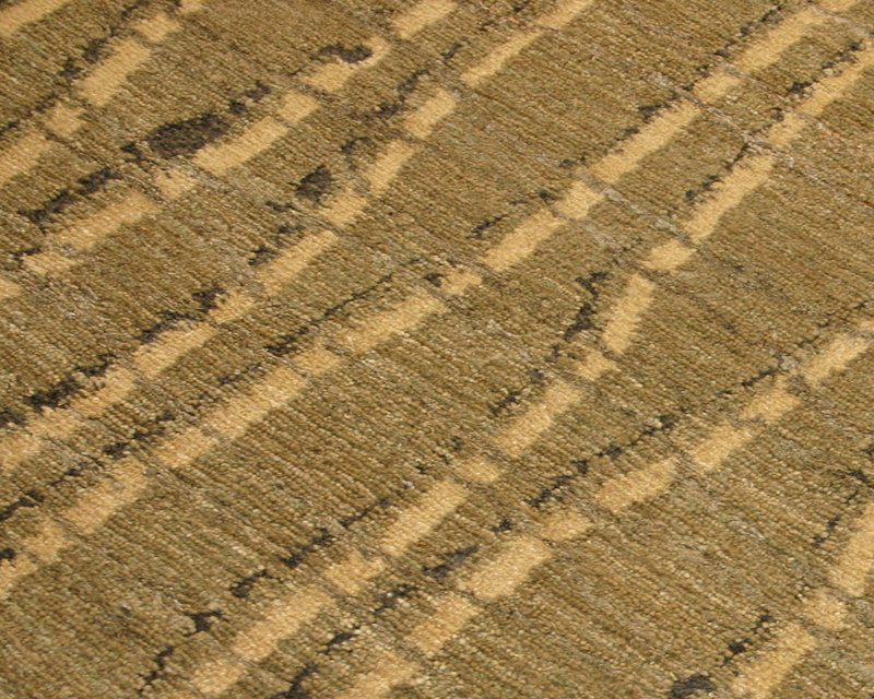 Dragnet Wool Striped Area Rug in Beige/Green, Rectangle 8' x 10'