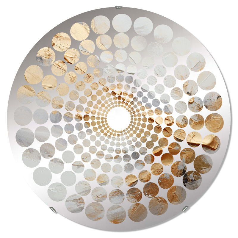 Miroir décoratif beige et doré Glacier Stone Simplicity III - Radial Dot-MIR113332-Round, 31,4 po x 31,4 po