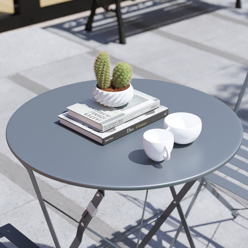 Rimma 2 - Person Patio Dining Set with Round Table, Dark Grey