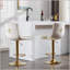 Ensemble de 2 tabourets de bar, avec repose-pieds chromé et base pivotante en velours à hauteur réglable et tabouret de bar simple Golden Leg-261130768