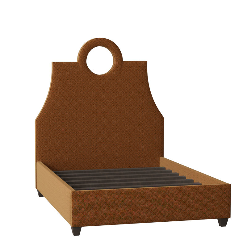 Tess Upholstered Bed, Queen, Bella Black Performance Velvet, Brown Mahogany