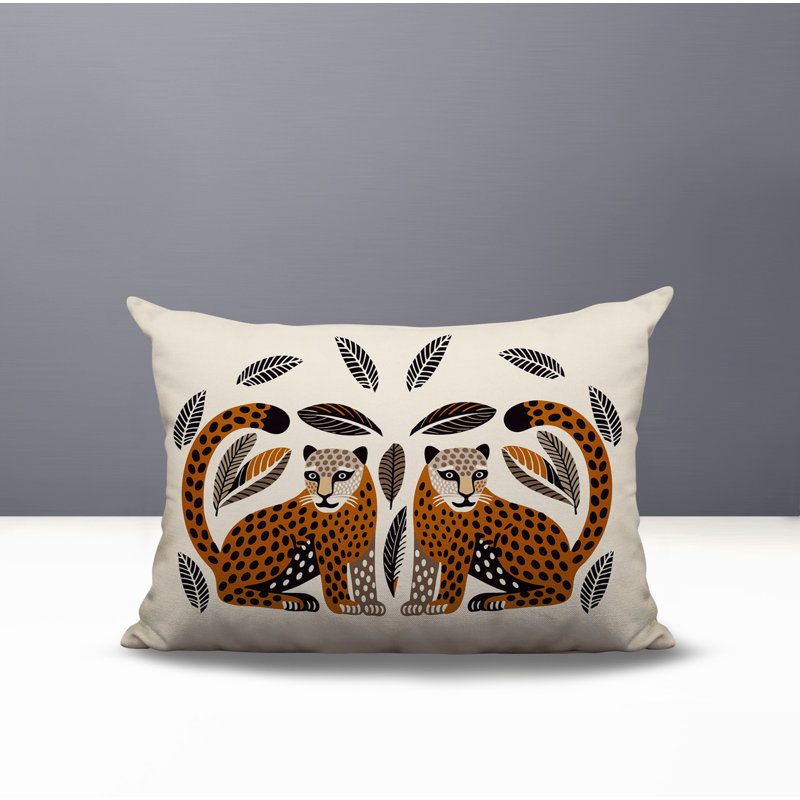Coussin lombaire réversible Ayra Leopard, Rectangle H 18 po x l 25 po, Orange