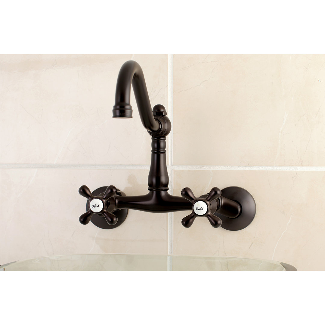 Kingston Brass Vintage Double-Handle 2-Hole Wall-Mount Bridge Kitchen Faucet Kingston Brass 