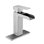 Robinet de lavabo de salle de bain à poignée simple en nickel brossé - Cascade avec plaque de pont et trop-plein contemporain