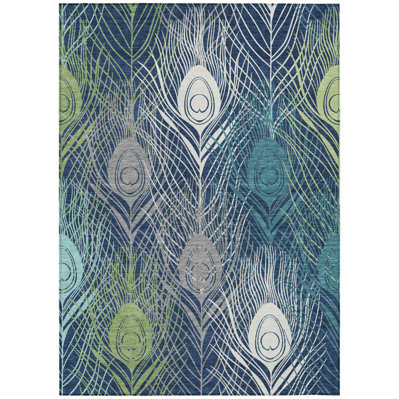 Machine Washable Indoor/Outdoor Howle ACN2273 Floral Rug, Rectangle 10' x 14'