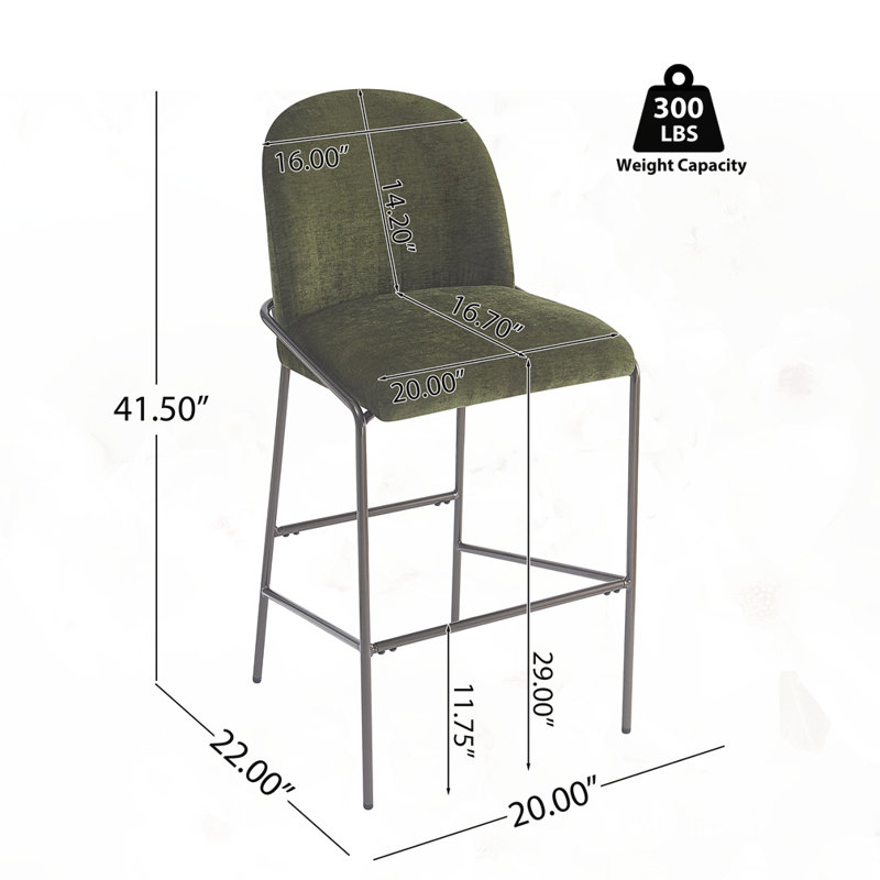Ensemble de 2 tabourets de bar rembourrés d'intérieur en métal, Vert