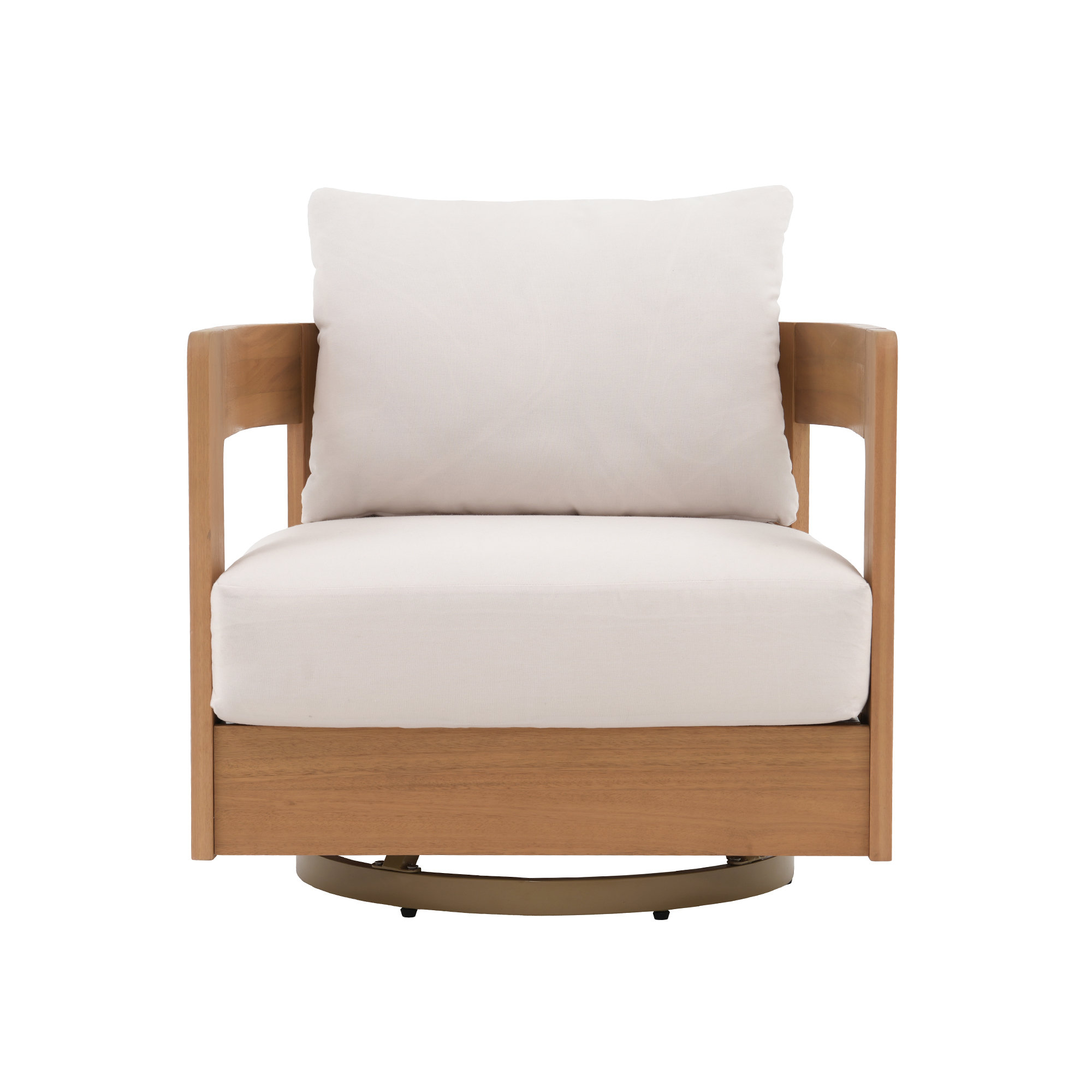 Outdoor Patio Swivel Chair With Cushions, Beige
