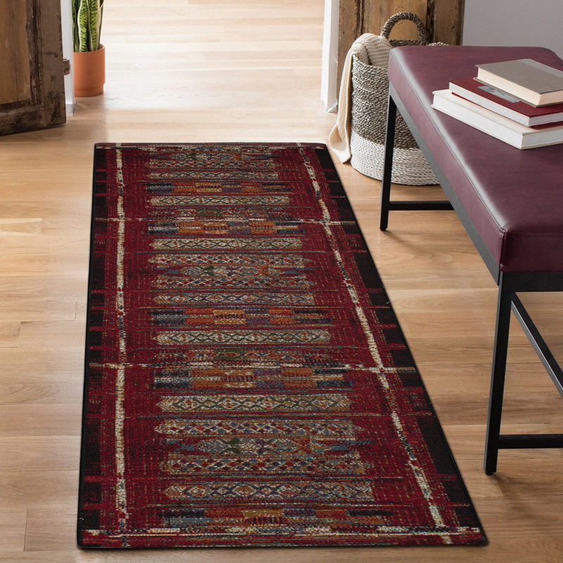 Tapis de cuisine Lakedia, Tapis de couloir 1 pi 11 po x 4 pi 11 po, Rouge