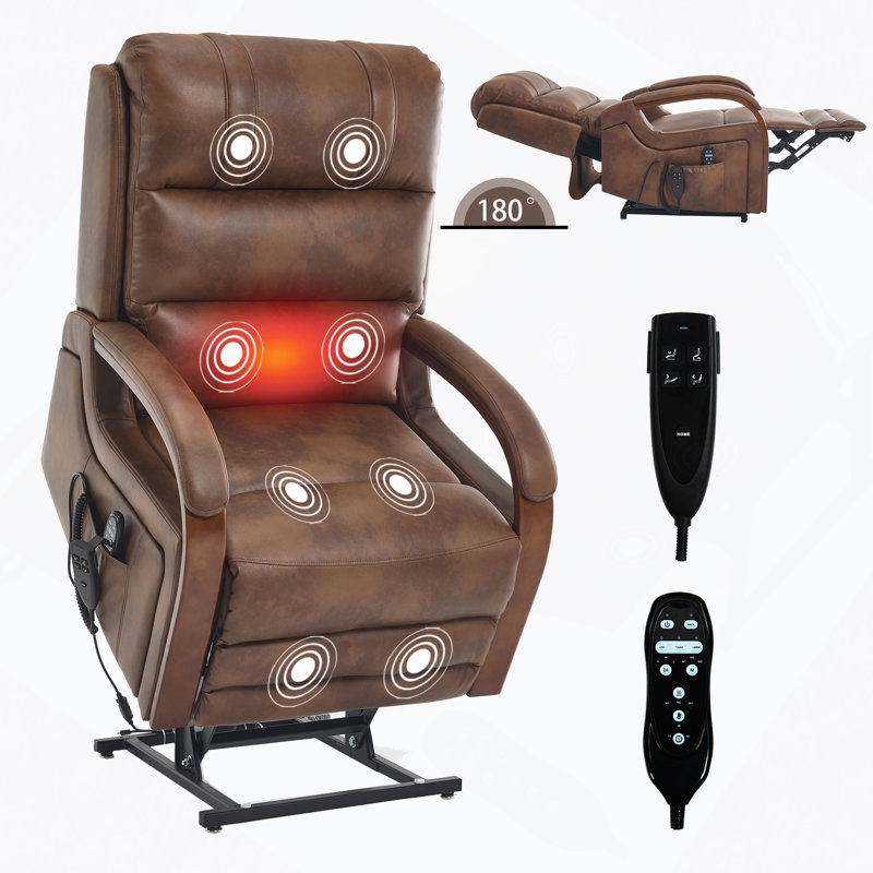 Fauteuil inclinable Power Leatheraire Lift, Marron clair