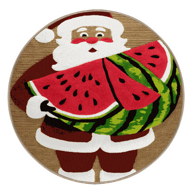 Tapis lavable père Noël avec fruits melon