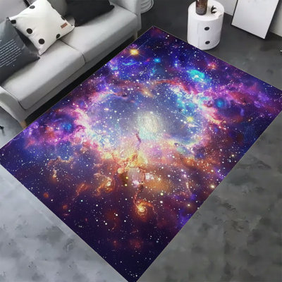 Galaxy Nebula Space Art Soft Fluffy Velvet Area Rug for Living Room Bedroom, Non-Slip Washable Carpet, Chic Minimalist Home Decor 4.6x6.6ft