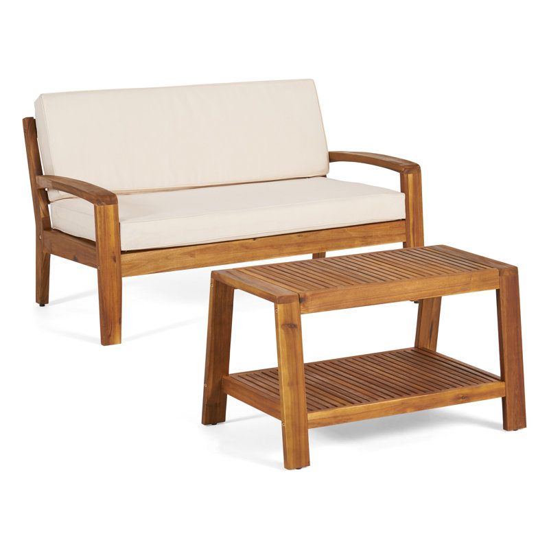 Ensemble de causeuse et de table basse d'extérieur, Beige