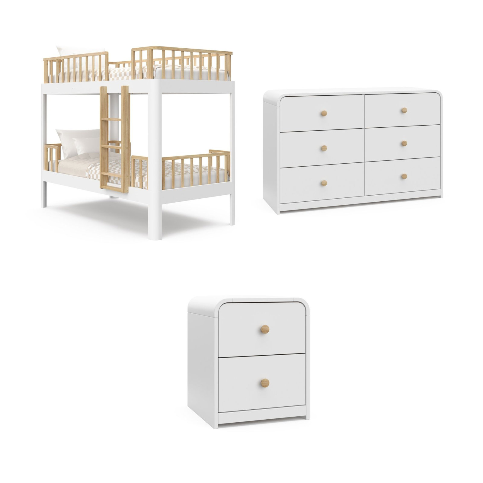 Santos 3-Piece Bunk Bed Bedroom Set, White