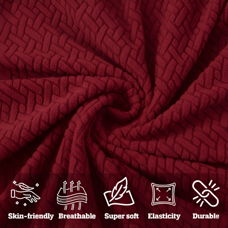 	Luxury Jacquard Pattern Spandex Sofa Cover - Stretch Slipcover for Sofa Protection, 179cm H x 224cm W - (2 Seater), Burgundy
