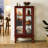 Kleinschmidt Curio Cabinet Lighted Curio Display Cabinet with Adjustable Shelves, Tempered Glass Doors and Mirrored Back Panel-1504580712