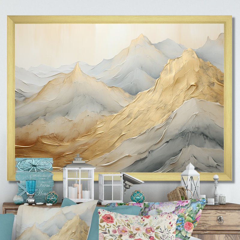 Alpine Mountain Harmony sur impression sur toile, Cadre doré simple, H 34 po x l 44 po x P 1,5 po