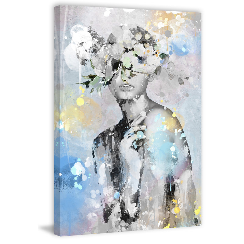 White Floral Crown by Parvez Taj - Wrapped Canvas Painting, 30cm H x 20cm W