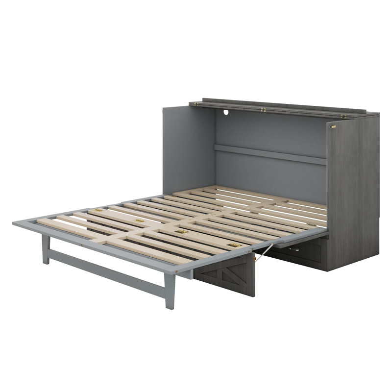 Lit escamotable avec grands tiroirs Murphy, Full, White