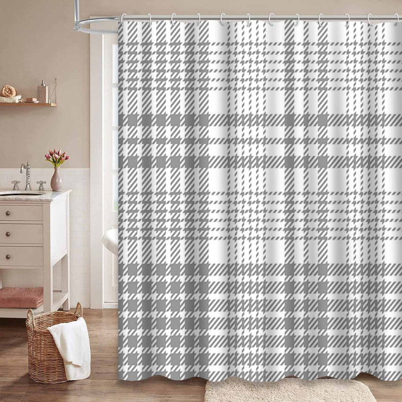Rideau de douche blanc imperméable, rideaux de douche pour la salle de bain avec 12 crochets, L 72 po x l 78 po