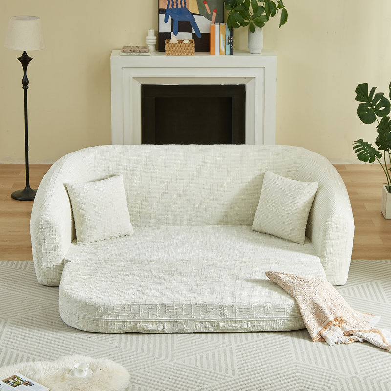 Canapé inclinable incurvé de 87 po, Beige
