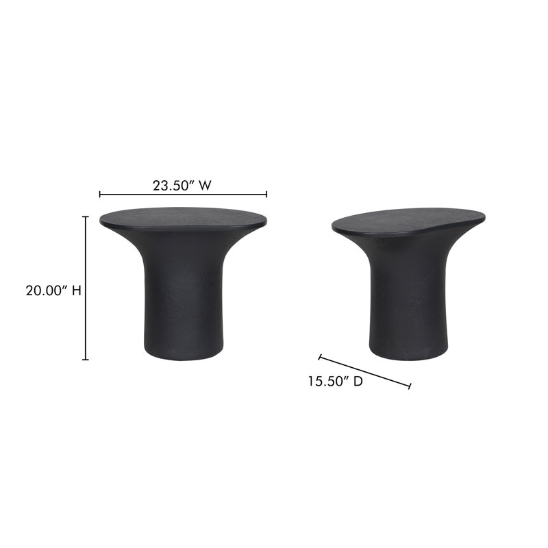 Yumi Outdoor Oval Side Table, Black