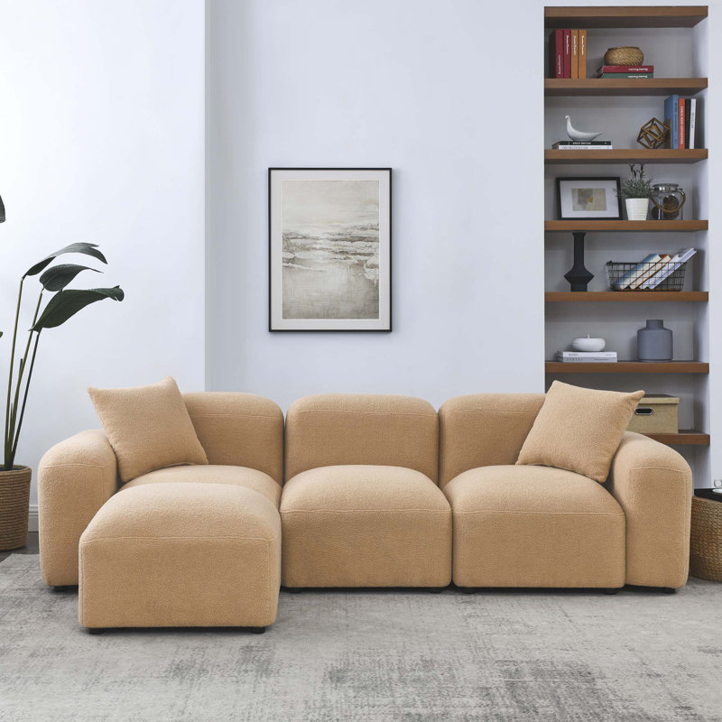 Canapé modulaire en L 4 pièces, Combinaison chameau
