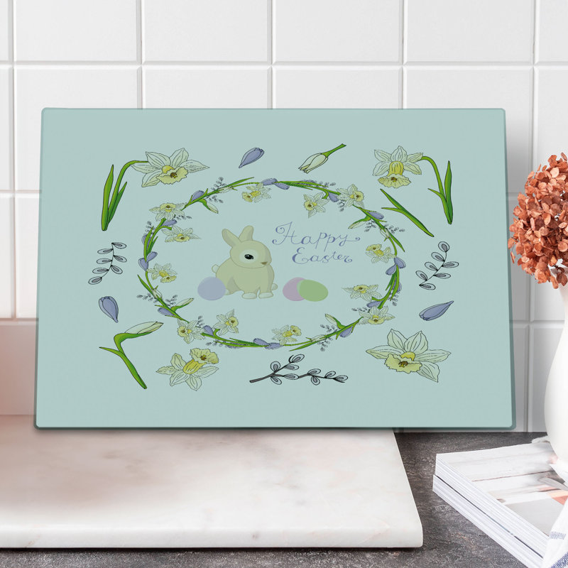 East Urban Home Glass Easter Bunny Cutting Board