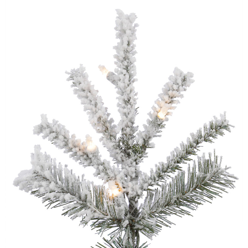 Sierra Flocked Slim Sierra Artificial Christmas Tree with LED Warm White Lights, 4.5' H