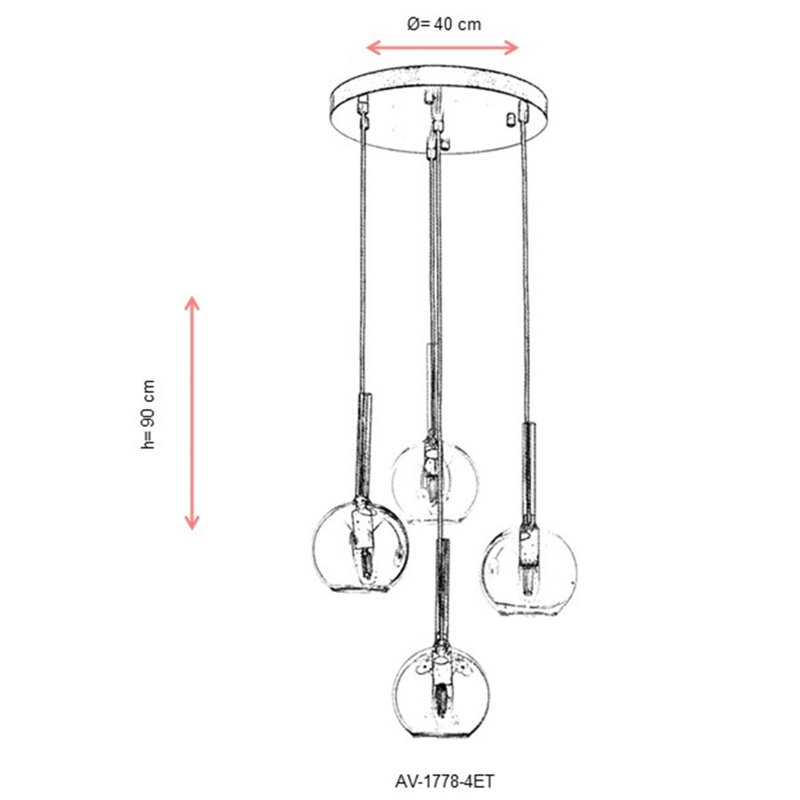 Luminaire suspendu en grappe à 4 lumières
