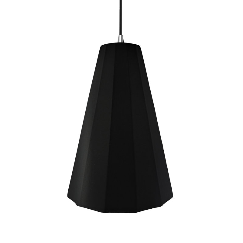 Radiance - Luminaire suspendu 1 lumière cannelé - Carbone - Noir mat - Chrome poli - l 9 po x H 13 po - Ampoule remplaçable - Cordon noir