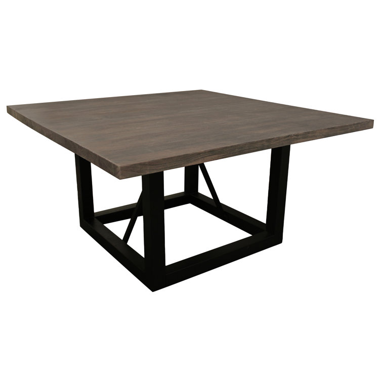 Braylenn Solid Wood Top Metal Base Dining Table