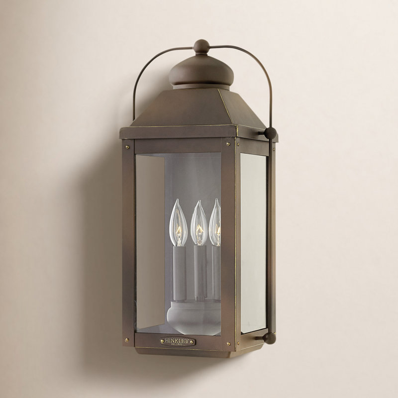 Anchorage Outdoor Wall Mount Carriage Lantern, Light Oiled Bronze, 21.5" H x 11" W x 9"" D