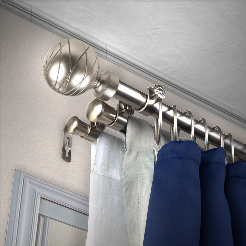 Tringle à rideaux triple réglable Holloway, l 48 po à 84 po, Nickel satiné