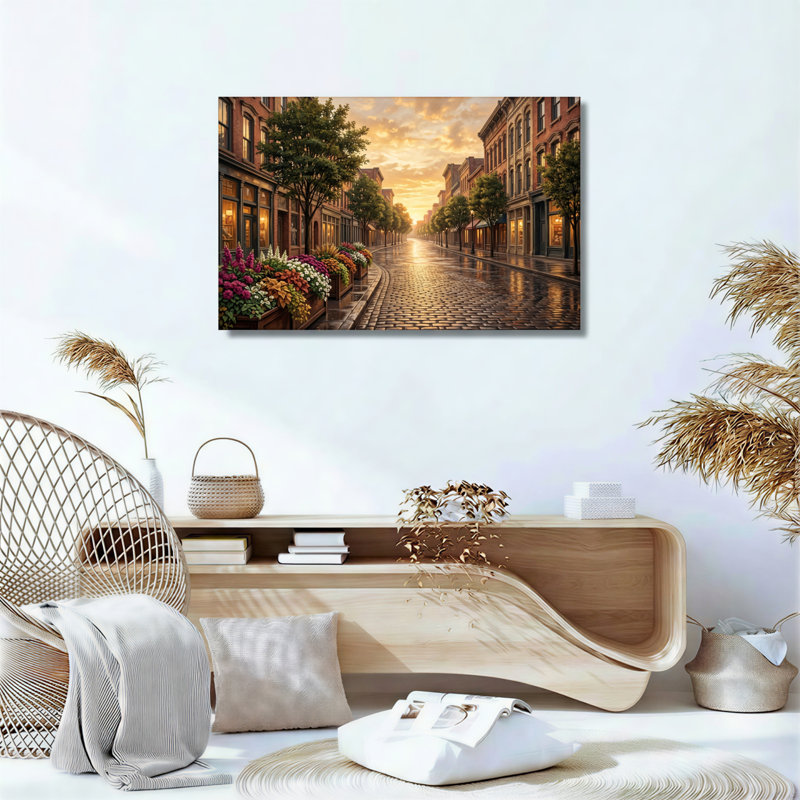 Ensemble de 1 tableau sur toile Sunset Street, H 20 po x l 30 po, Wrapped Canvas
