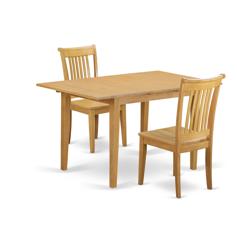 Ensemble de table de salle à manger 3 pièces comprenant une table de cuisine rectangulaire avec rallonge papillon et 2 chaises de salle à manger, chêne