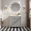 Meuble-lavabo sur pied simple 36 po avec structure en bois massif et plateau en marbre d'ingénierie 36 po-239709164