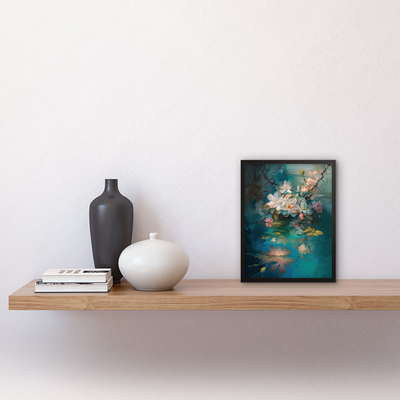 Low Hanging Cherry Blossom Branch In River Stream - Single Picture Frame Print