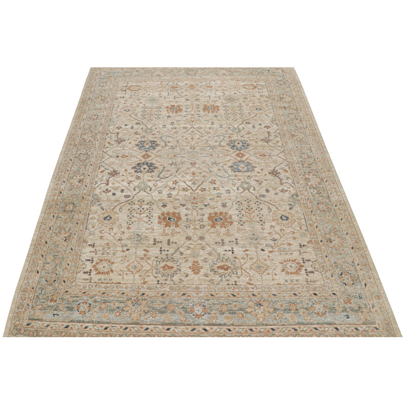 Oushak Hand Knotted Geometric Area Rug, Rectangle 13' x 18'