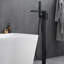 Robinet de baignoire noir mat moderne avec douche à main - poignée simple, bec cascade, débit de 6 gallons par minute, corrosion, poignée noire facile à installer, quincaillerie de fixation